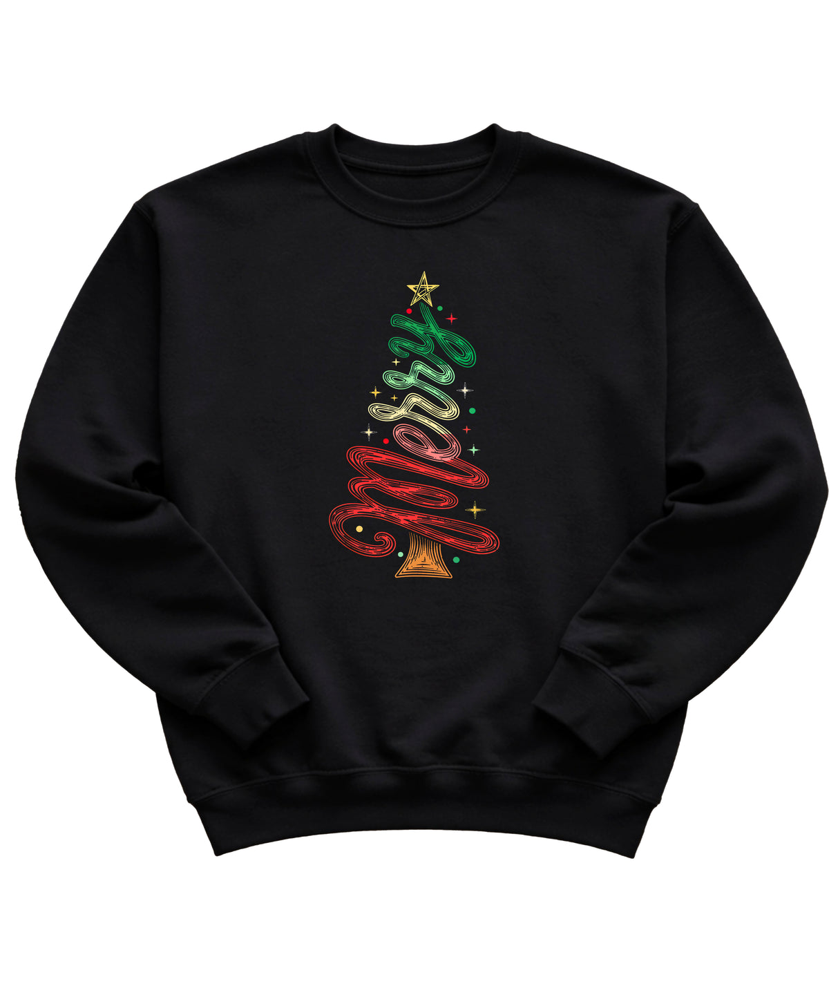 Merry Christmas Tree Sweatshirt - Youth Black