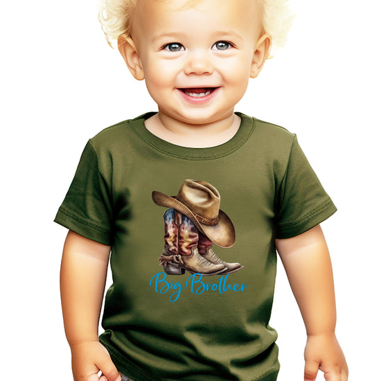 Big Brother Brown Boots Western sibling reveal tee - Military Green view 2