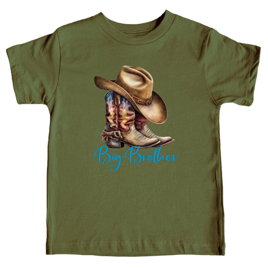 Big Brother Brown Boots Western sibling reveal tee - Military Green view 3