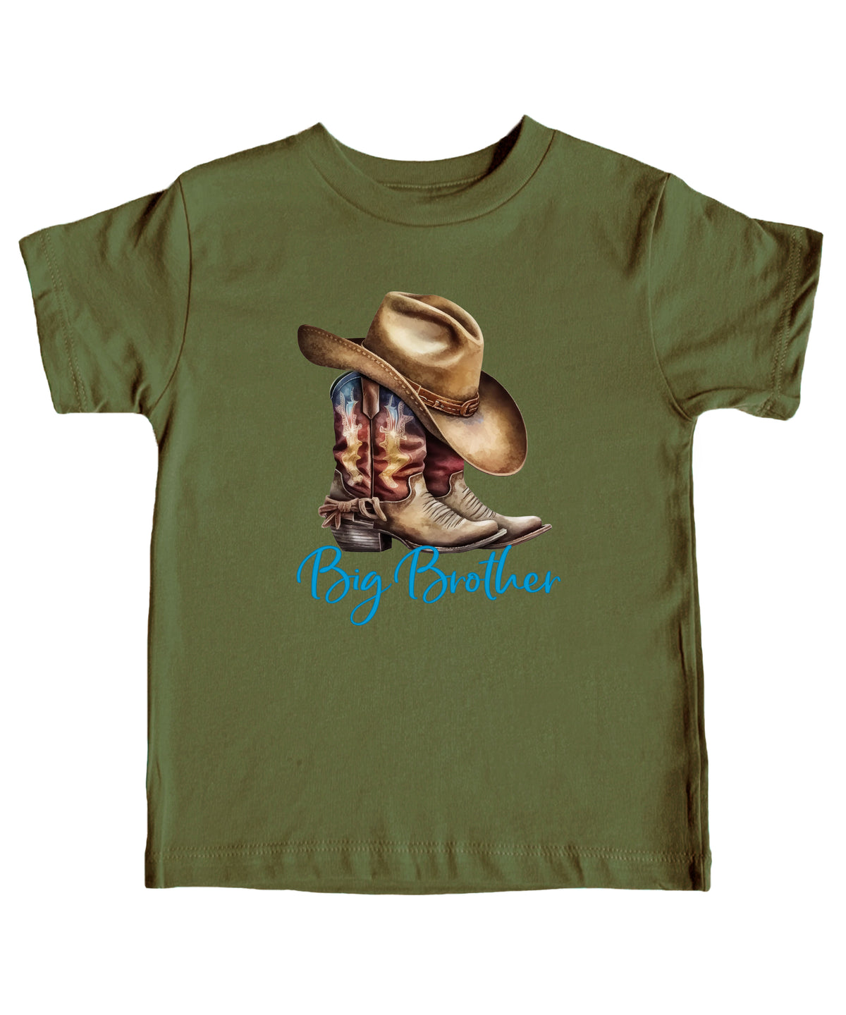 Big Brother Brown Boots Western sibling reveal tee - Military Green view 3