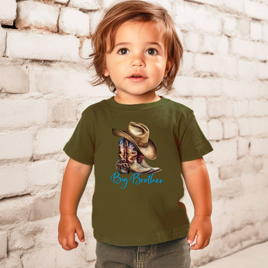 Big Brother Brown Boots Western sibling reveal tee - Military Green view 4