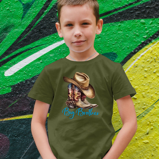 Big Brother Brown Boots Western sibling reveal tee - Military Green view 5