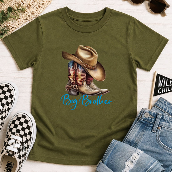 Big Brother Brown Boots Western sibling reveal tee - Military Green view 6
