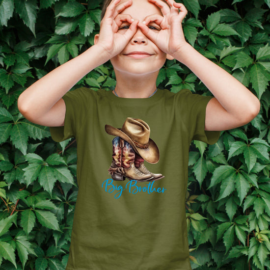 Big Brother Brown Boots Western sibling reveal tee - Military Green view 7