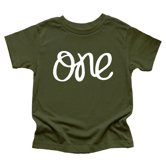 White on Military Green One first birthday shirt for baby girls - view 4