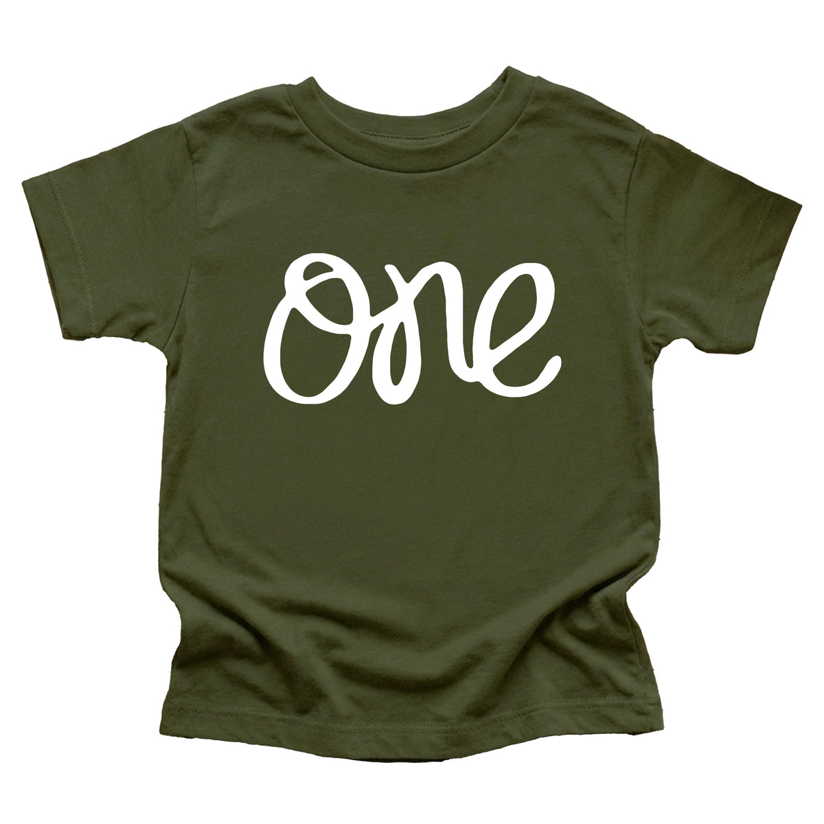 White on Military Green One first birthday shirt for baby girls - view 4