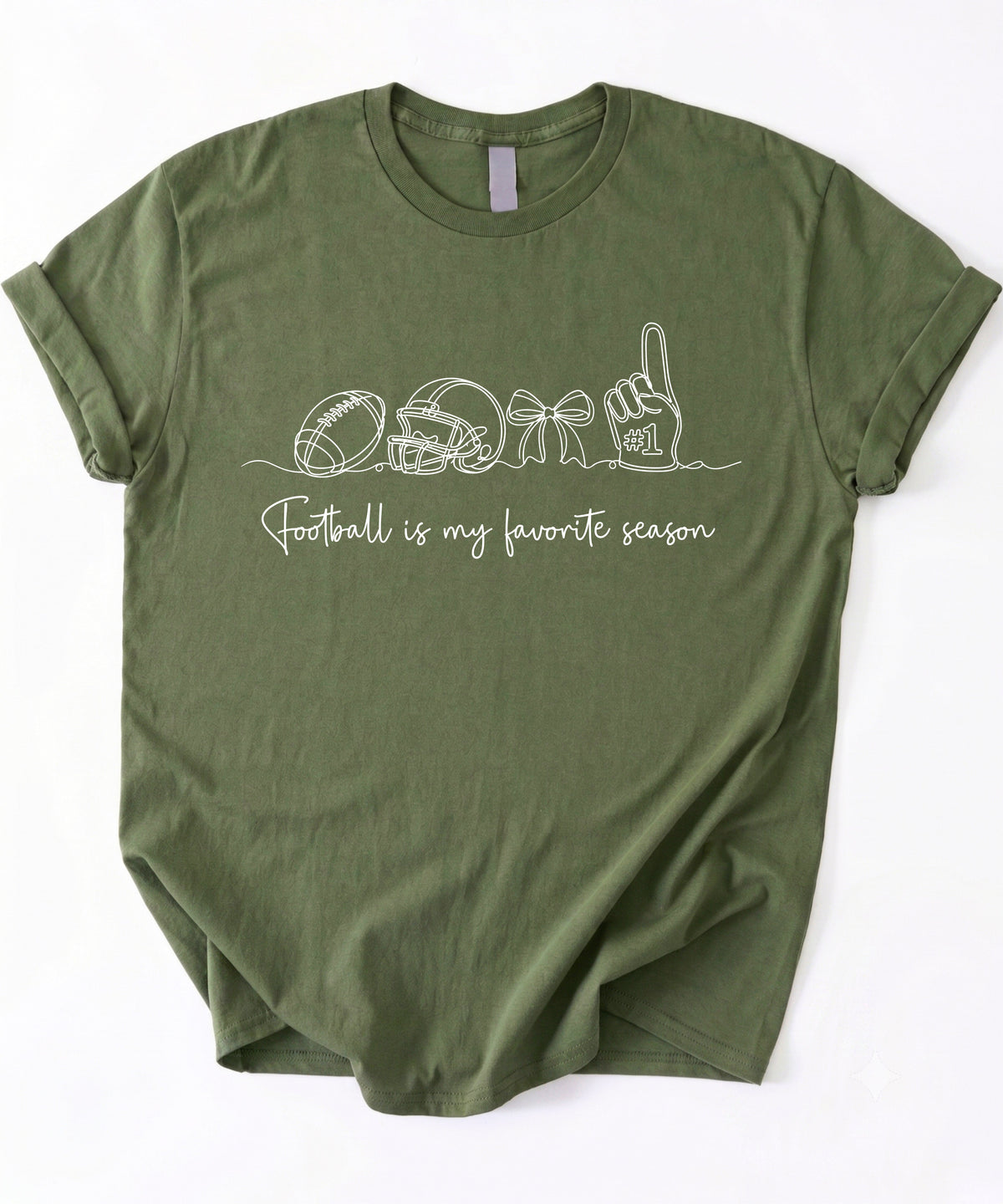 Football is My Favorite Season coquette bow game day tee, Military Green Shirt, view 4