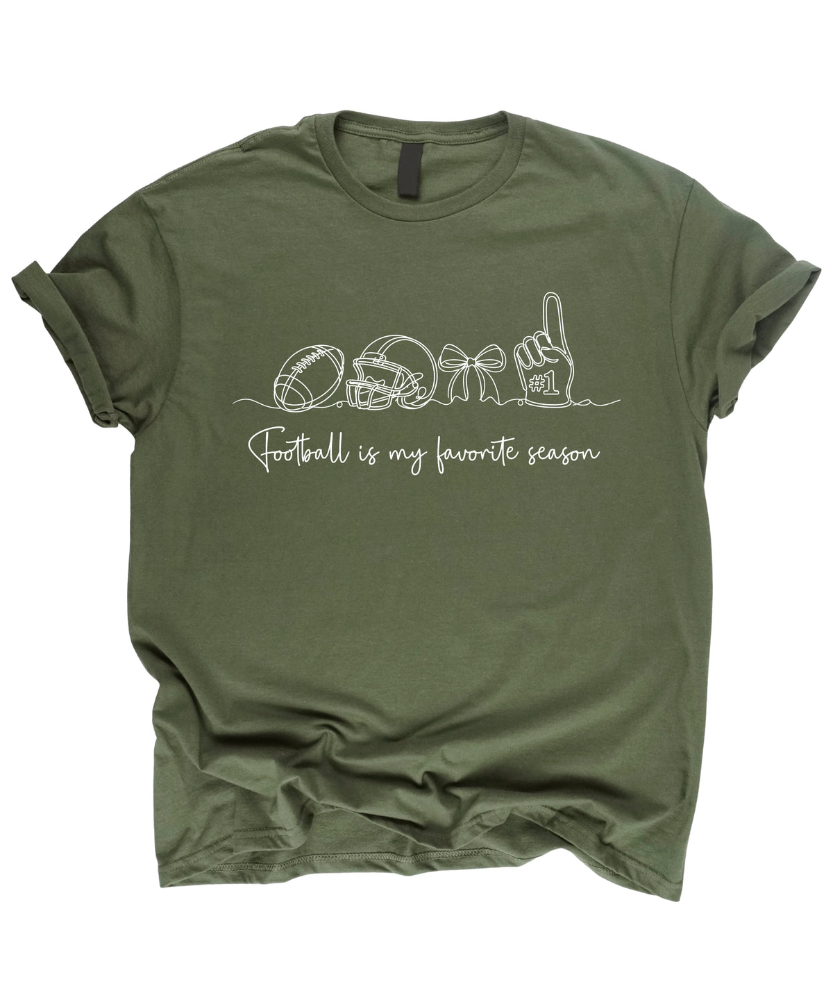 Football is My Favorite Season coquette bow game day tee, Military Green Shirt, view 7