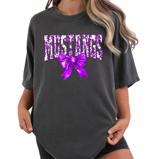 Pepper Mustangs purple floral bow tee second view