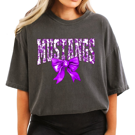 Pepper Mustangs purple floral bow tee third view