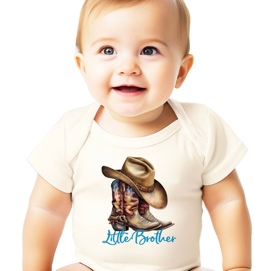 Little Brother Cowboy Boots Bodysuit - Natural 1