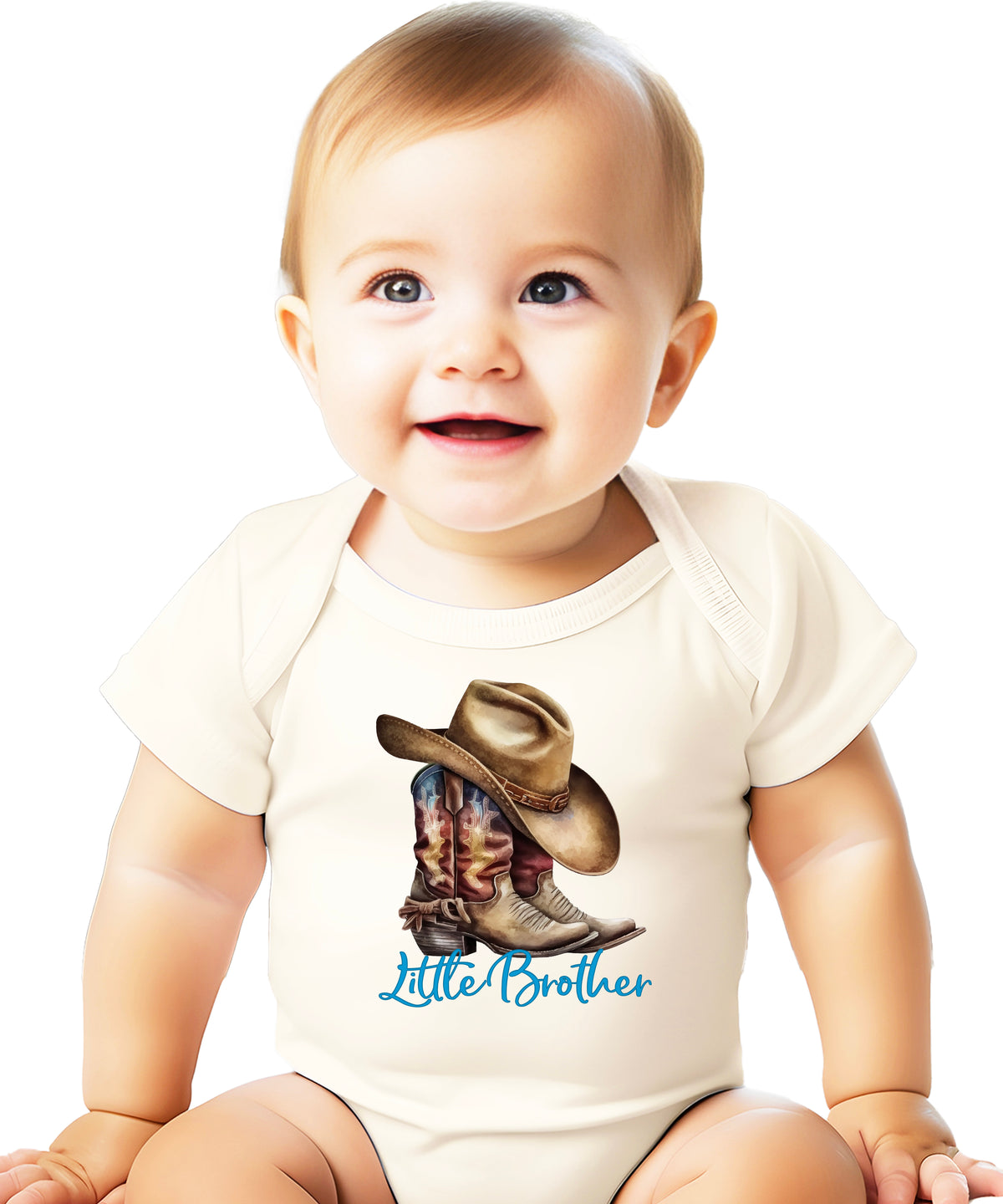 Little Brother Cowboy Boots Bodysuit - Natural 1