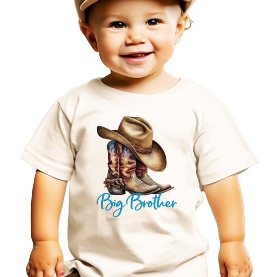 Big Brother Brown Boots Western sibling reveal tee - Natural front