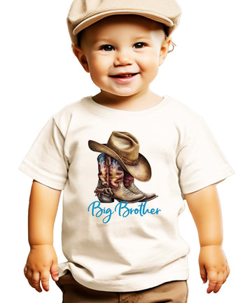 Big Brother Brown Boots Western sibling reveal tee - Natural front