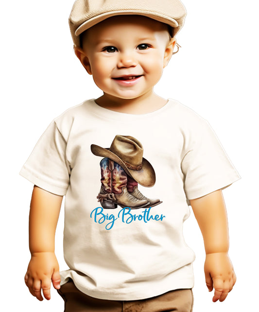Big Brother Brown Boots Western sibling reveal tee - Natural front