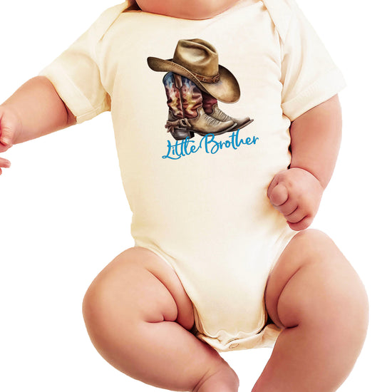 Little Brother Cowboy Boots Bodysuit - Natural 2