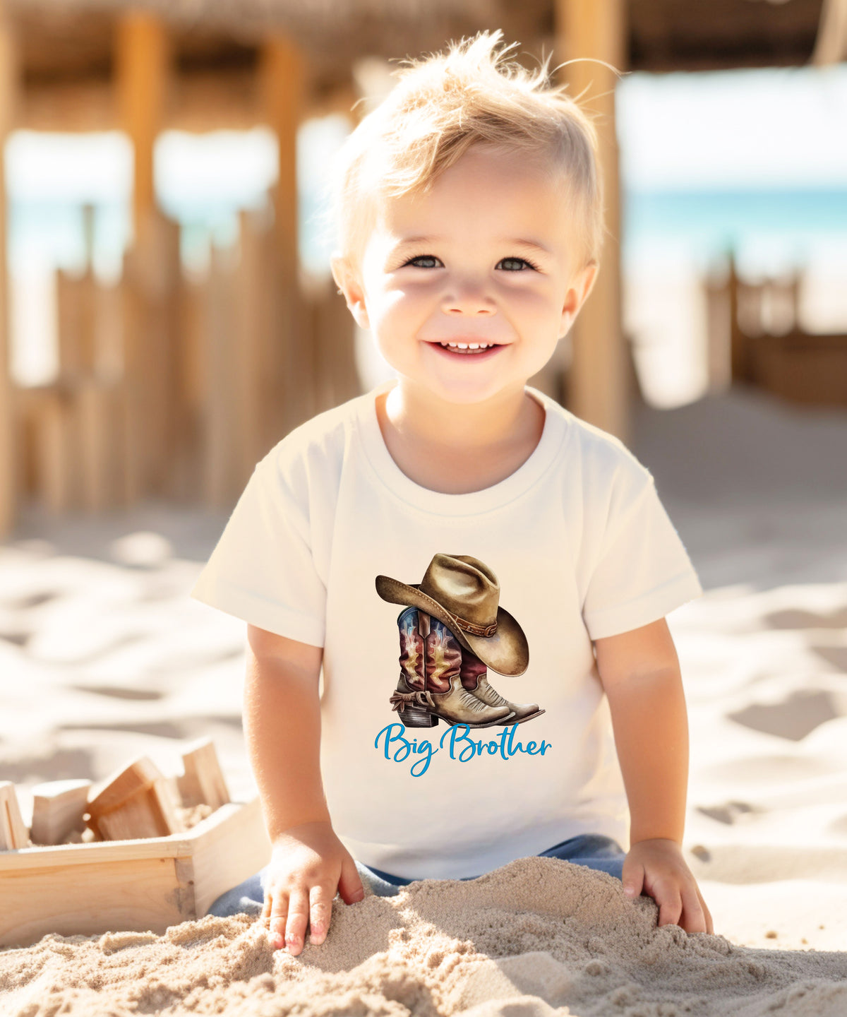 Big Brother Brown Boots Western sibling reveal tee - Natural view 2