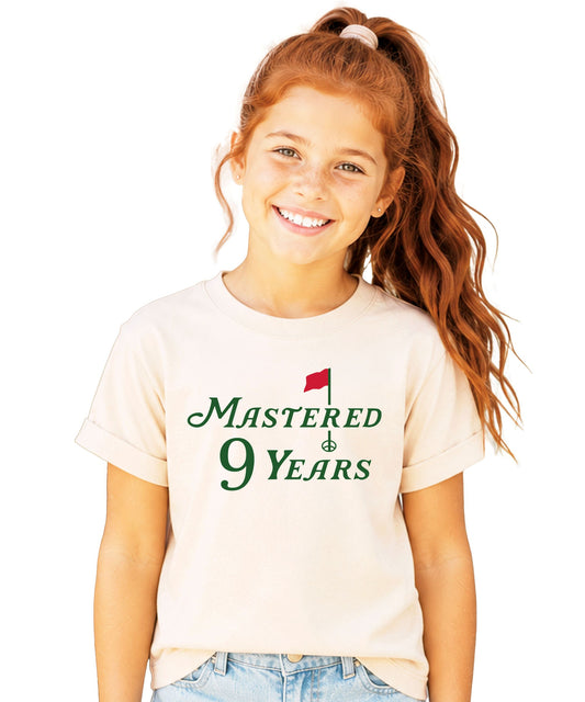 Mastered 9 Years Golf Shirt | Kids 9th Birthday Tee