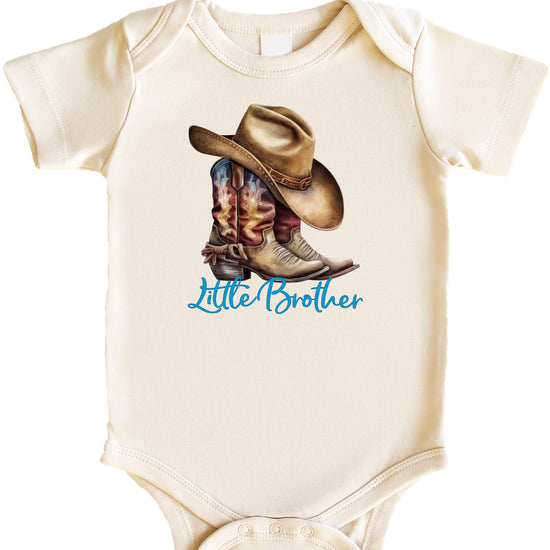 Little Brother Cowboy Boots Bodysuit - Natural 3