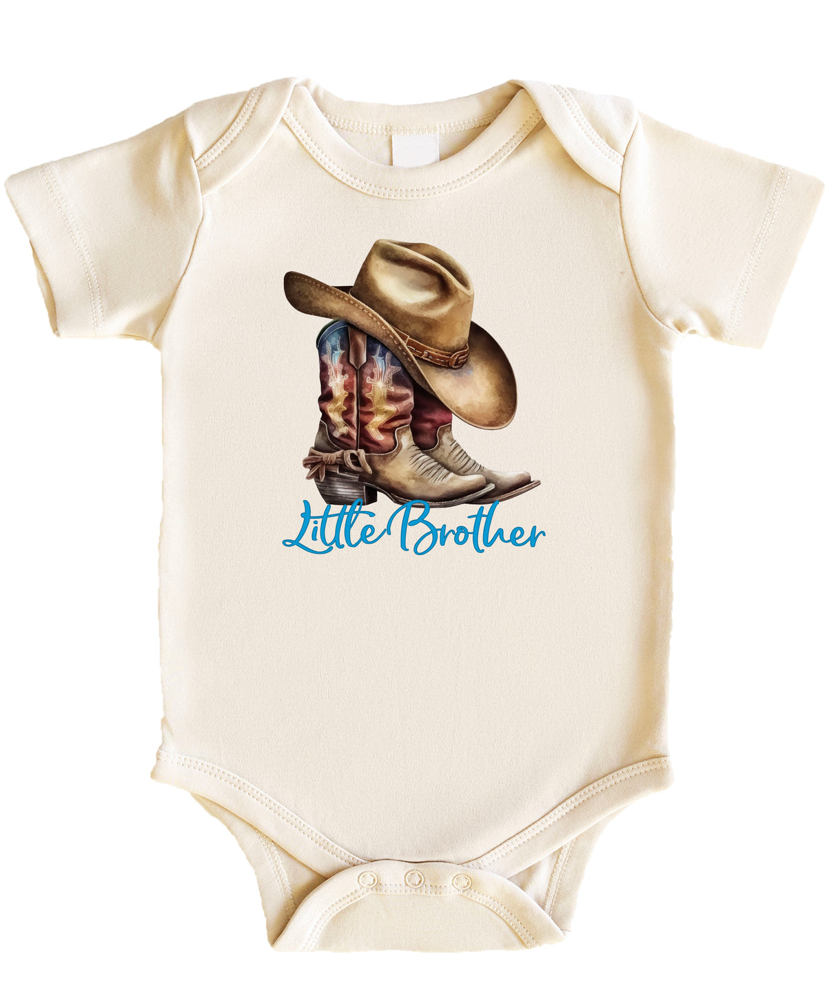 Little Brother Cowboy Boots Bodysuit - Natural 3