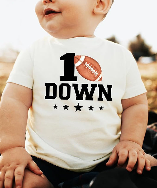 1st Birthday Football Shirt for Boys - 1 Down Party Tee