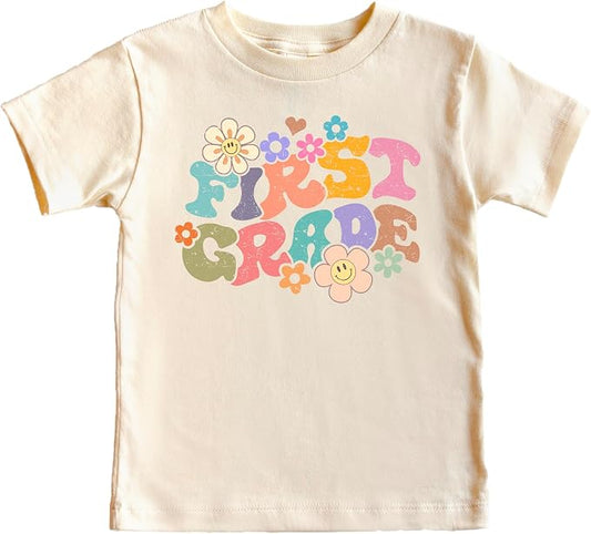 1st Grade Groovy Daisy First Day of School T-Shirt