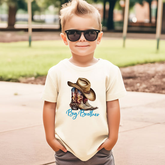 Big Brother Brown Boots Western sibling reveal tee - Natural view 5