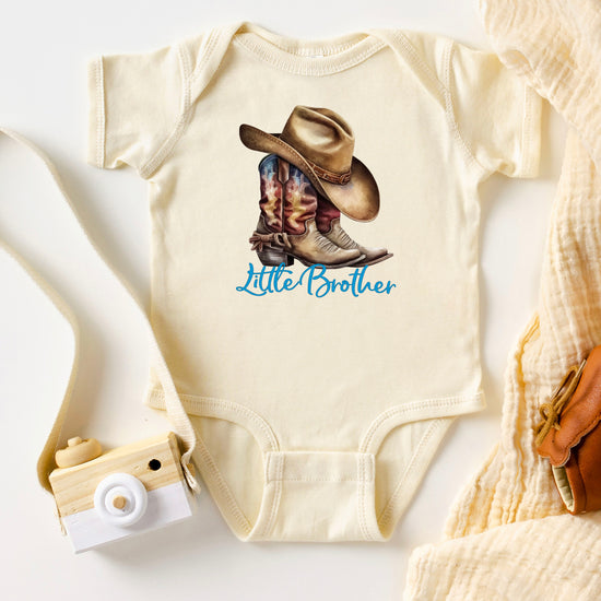 Little Brother Cowboy Boots Bodysuit - Natural 6