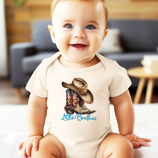 Little Brother Cowboy Boots Bodysuit - Natural 7