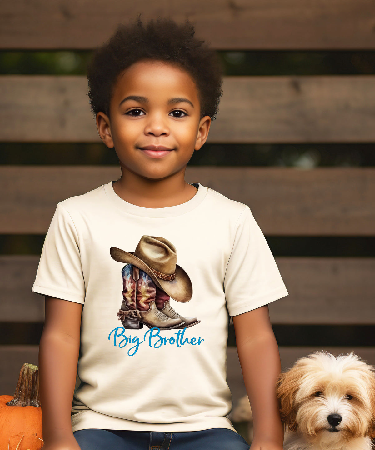Big Brother Brown Boots Western sibling reveal tee - Natural view 7