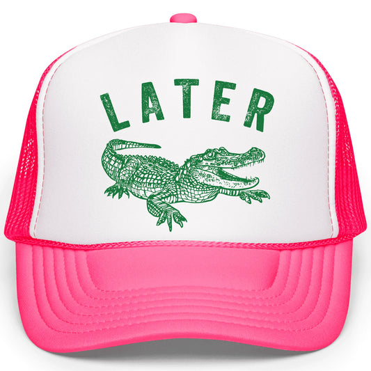 Later Gator Trucker Hat for Men & Women Funny Foam Front Classic 5 Panel Mesh Snapback
