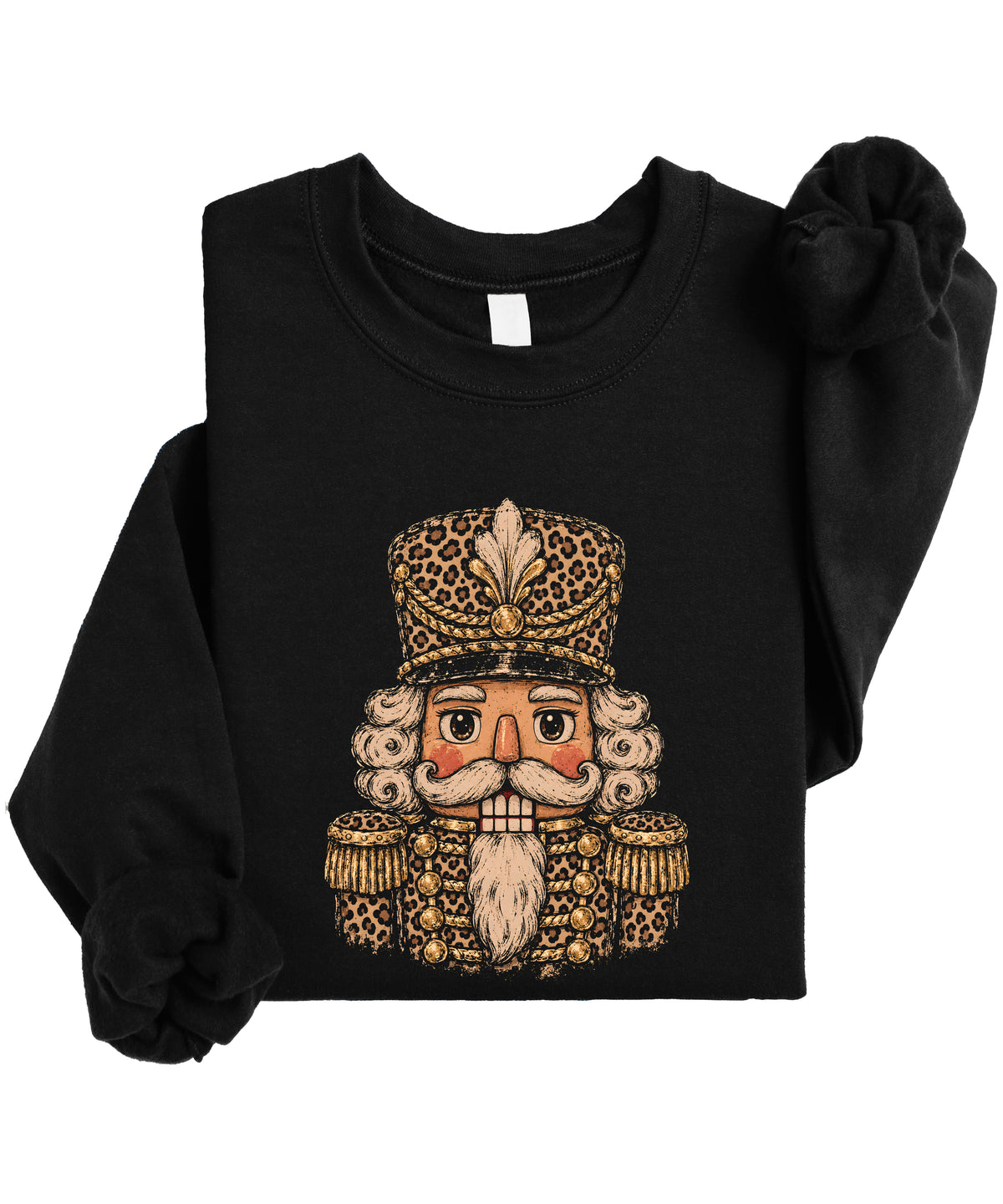 Leopard Nutcracker Christmas Sweatshirt Black