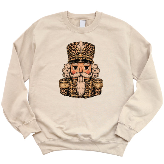 Leopard Nutcracker Christmas Sweatshirt Sand