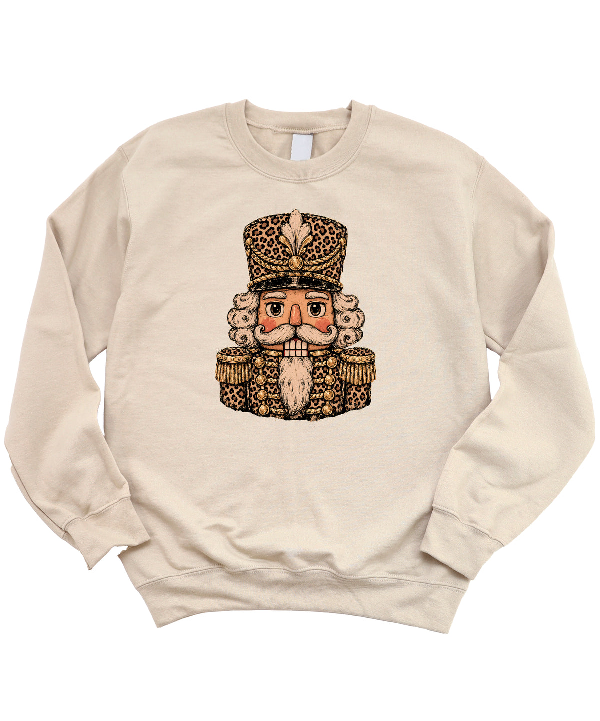 Leopard Nutcracker Christmas Sweatshirt Sand