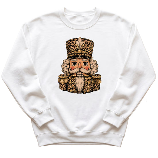Leopard Nutcracker Christmas Sweatshirt White