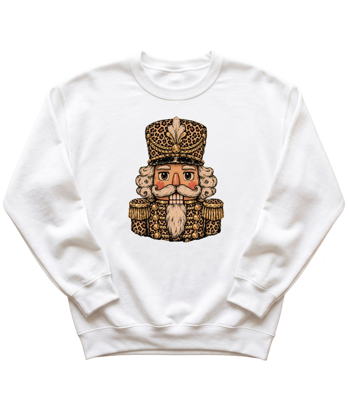 Leopard Nutcracker Christmas Sweatshirt White
