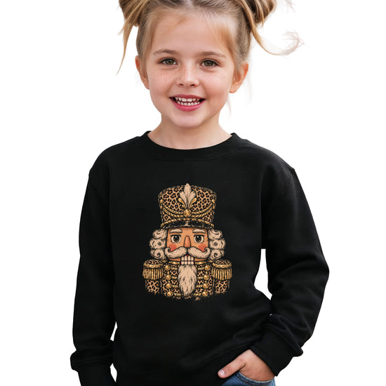 Leopard Nutcracker Christmas Sweatshirt youth Black