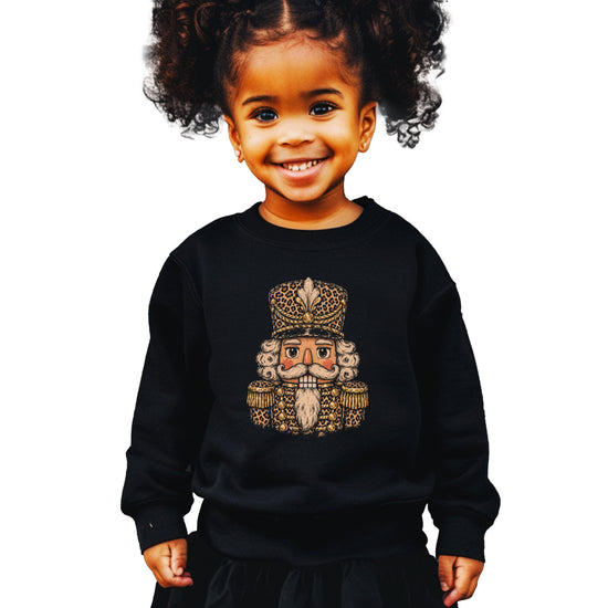 Leopard Nutcracker Christmas Sweatshirt youth Black