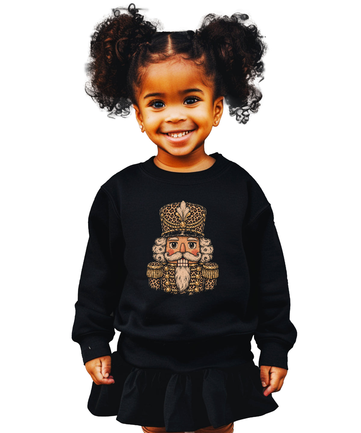 Leopard Nutcracker Christmas Sweatshirt youth Black