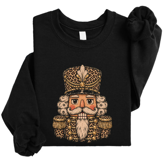 Leopard Nutcracker Christmas Sweatshirt youth Black