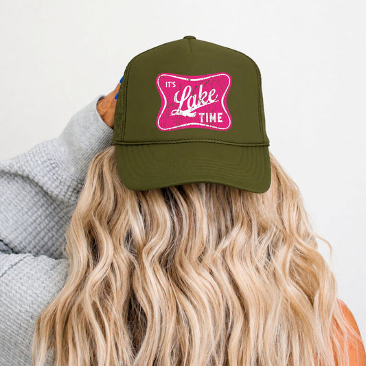 It's Lake Time Summer Classic 5 Panel Foam Front Mesh Snap Back Trucker Hat