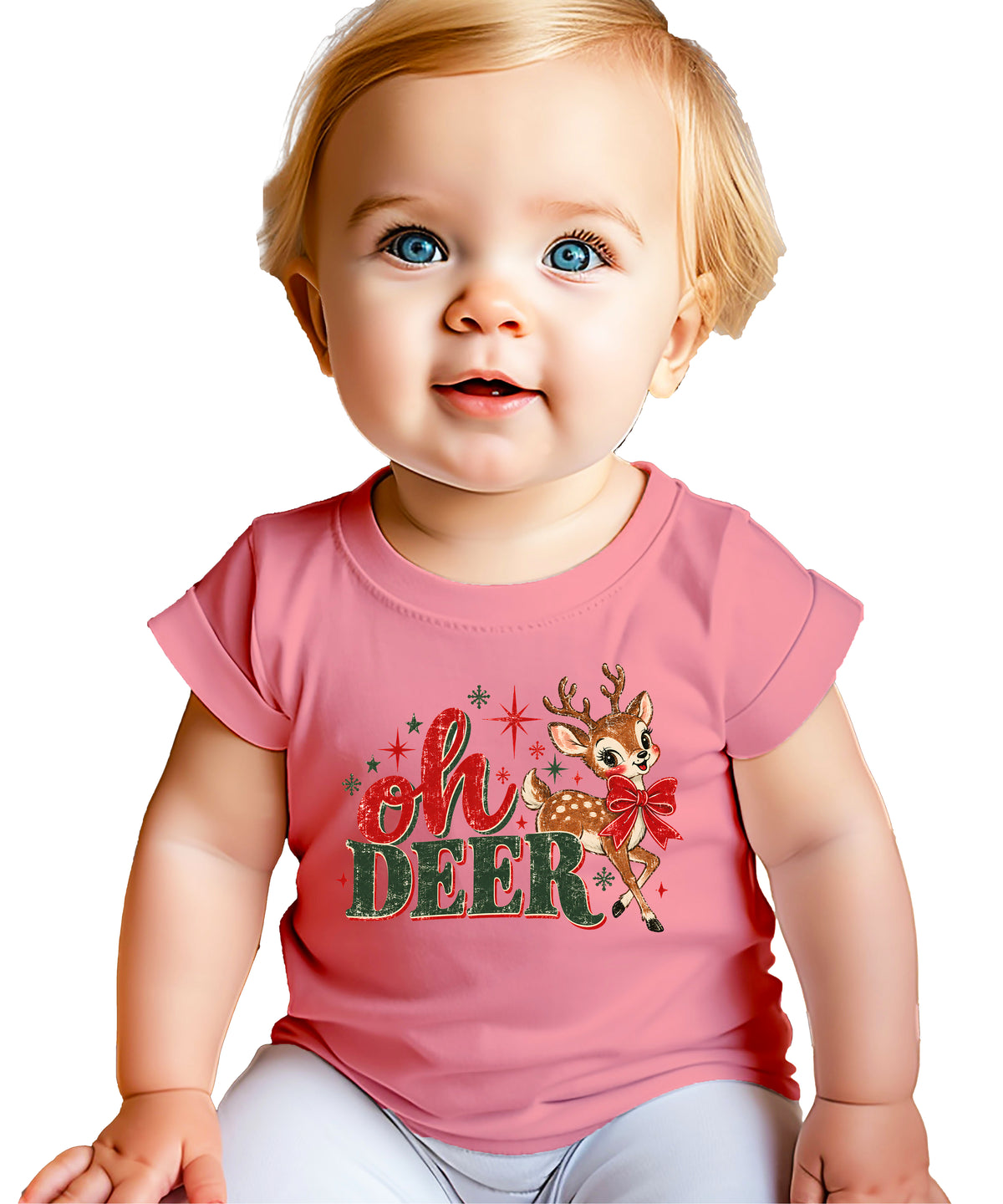 Oh Deer retro reindeer Christmas shirt in Mauve, girls and toddler sizes