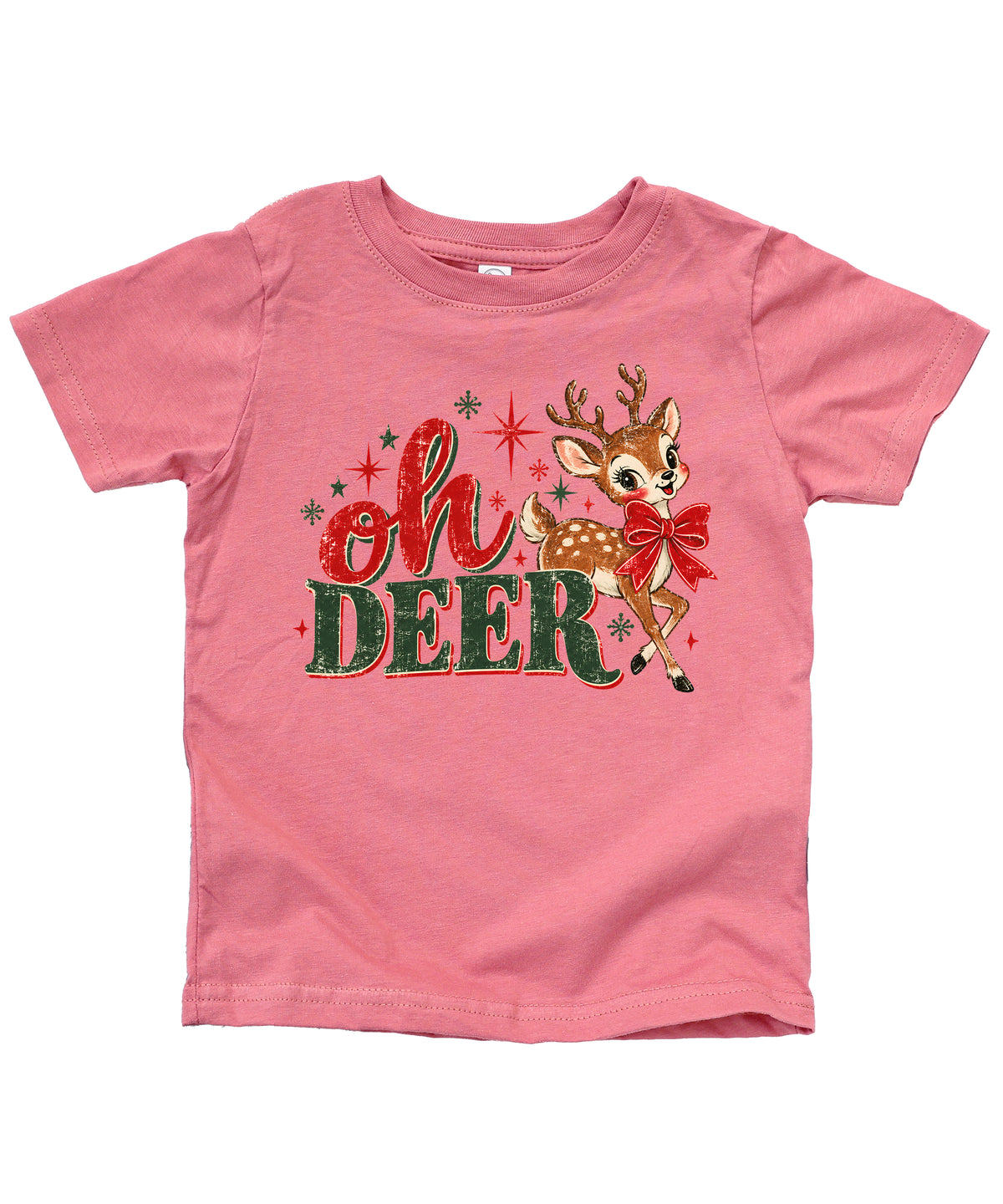 Oh Deer retro reindeer Christmas shirt in Mauve, girls and toddler sizes