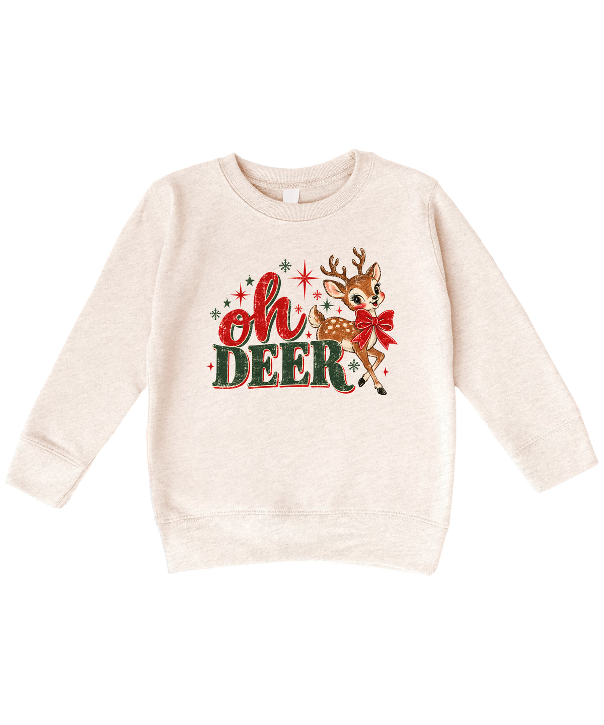 Oh Deer retro reindeer Christmas sweatshirt in Natural Heather, girls' youth and toddler - view 4