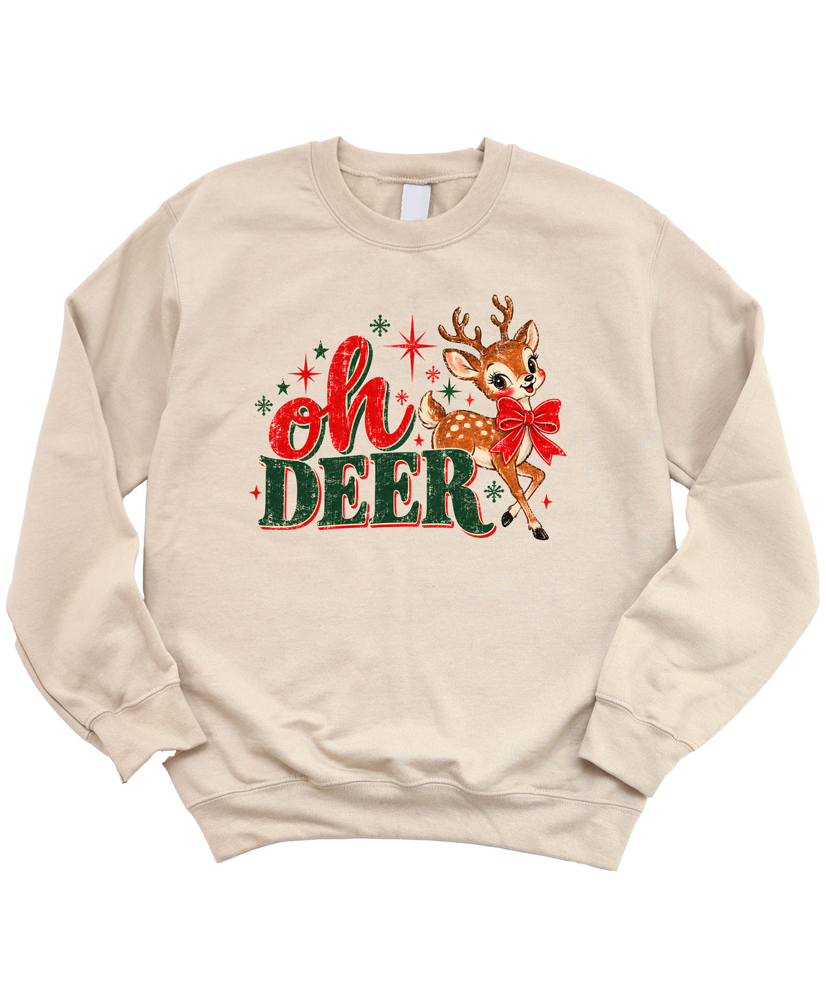 Oh Deer retro reindeer Christmas sweatshirt in Sand, women's - view 4