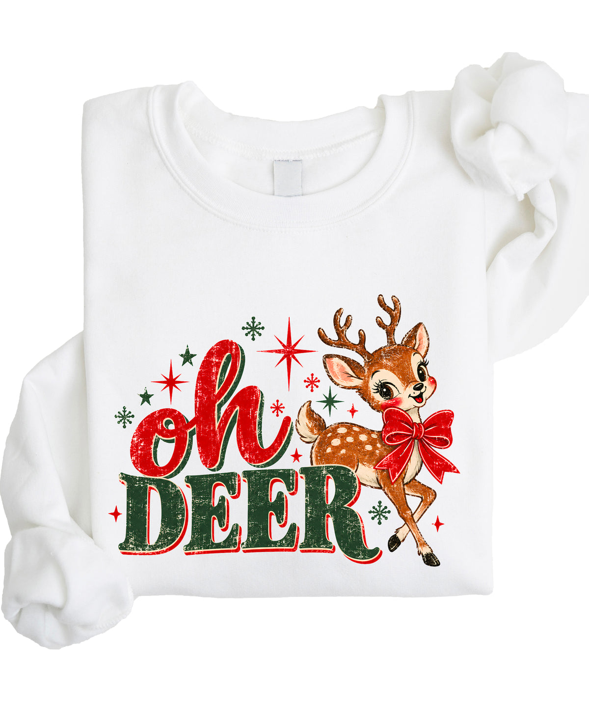 Oh Deer retro reindeer Christmas sweatshirt in White, women's - view 4