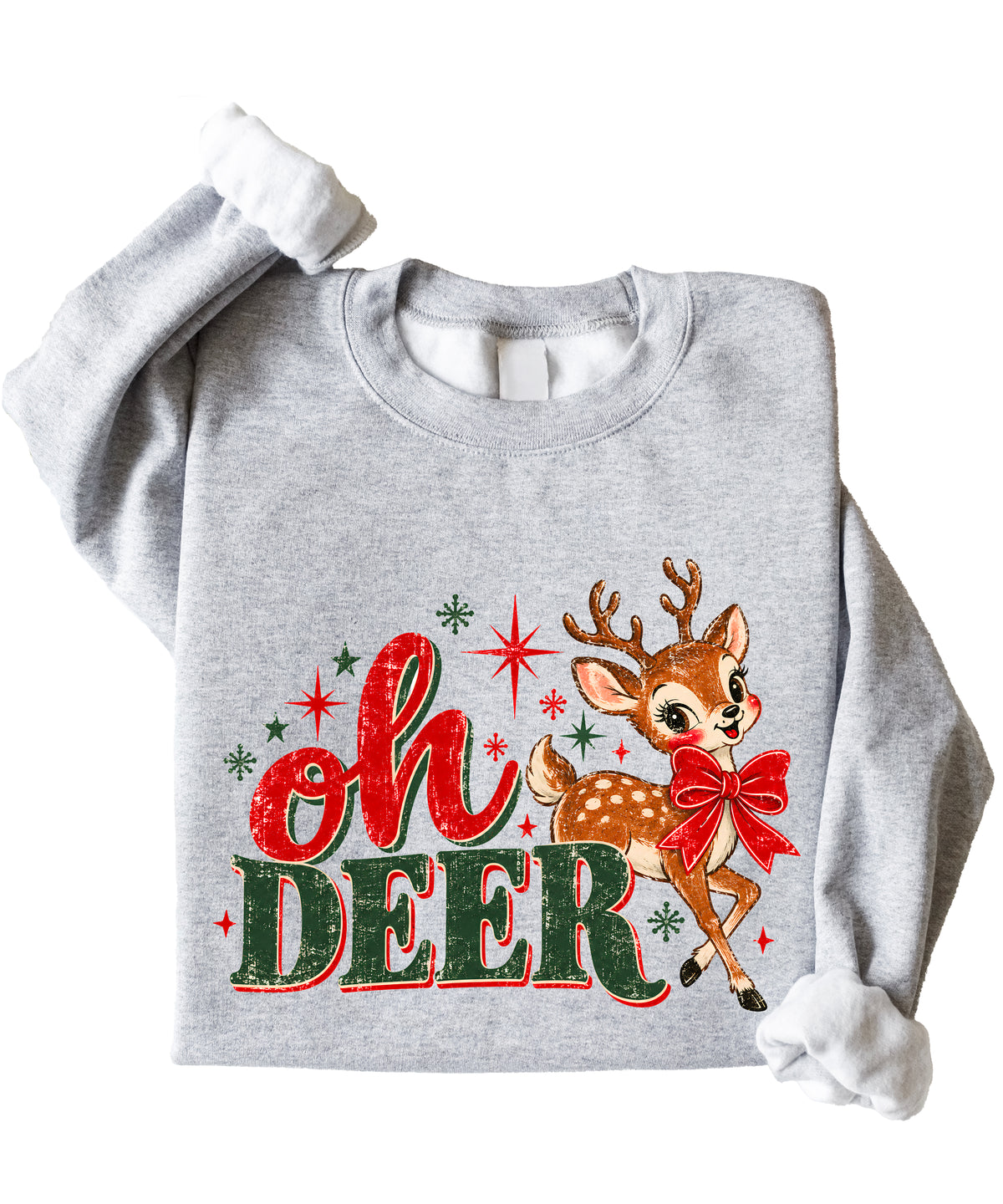 Oh Deer retro reindeer Christmas sweatshirt in Gray, girls' youth - view 4