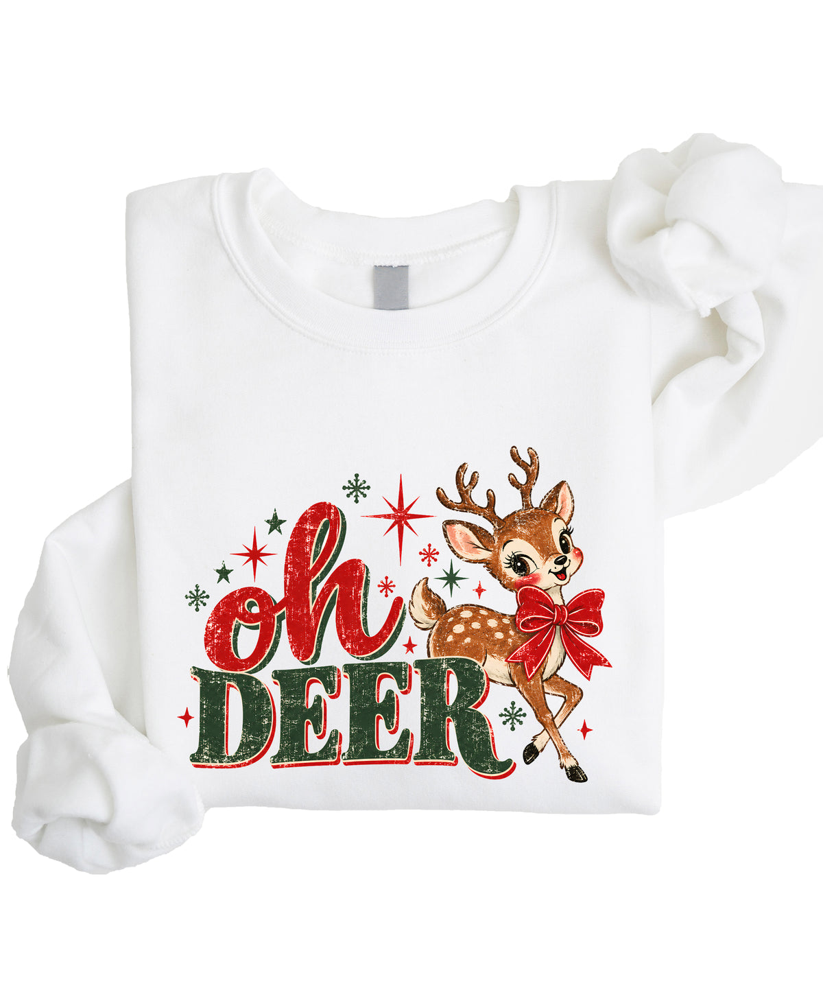 Oh Deer retro reindeer Christmas sweatshirt in White, girls' youth - view 4