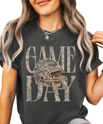 Pepper Shirt Game Day Camo Football Helmet Comfort Colors tee view 1 - Olive Loves Apple