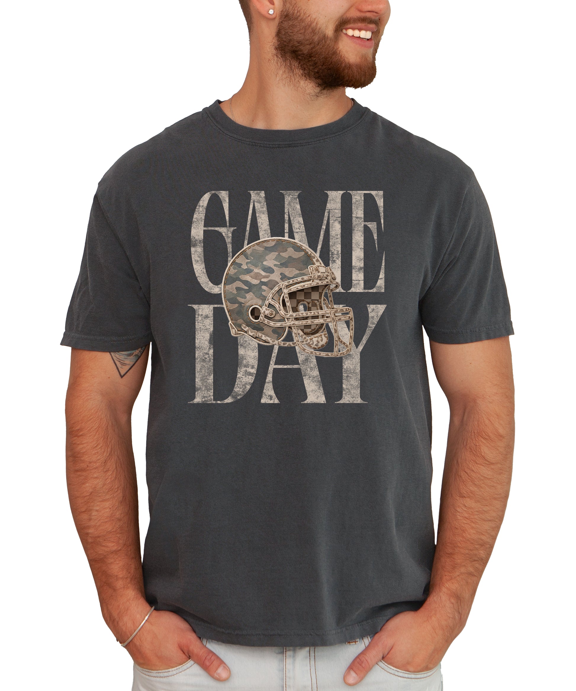 Pepper Shirt Game Day Camo Football Helmet Comfort Colors tee view 2 - Olive Loves Apple